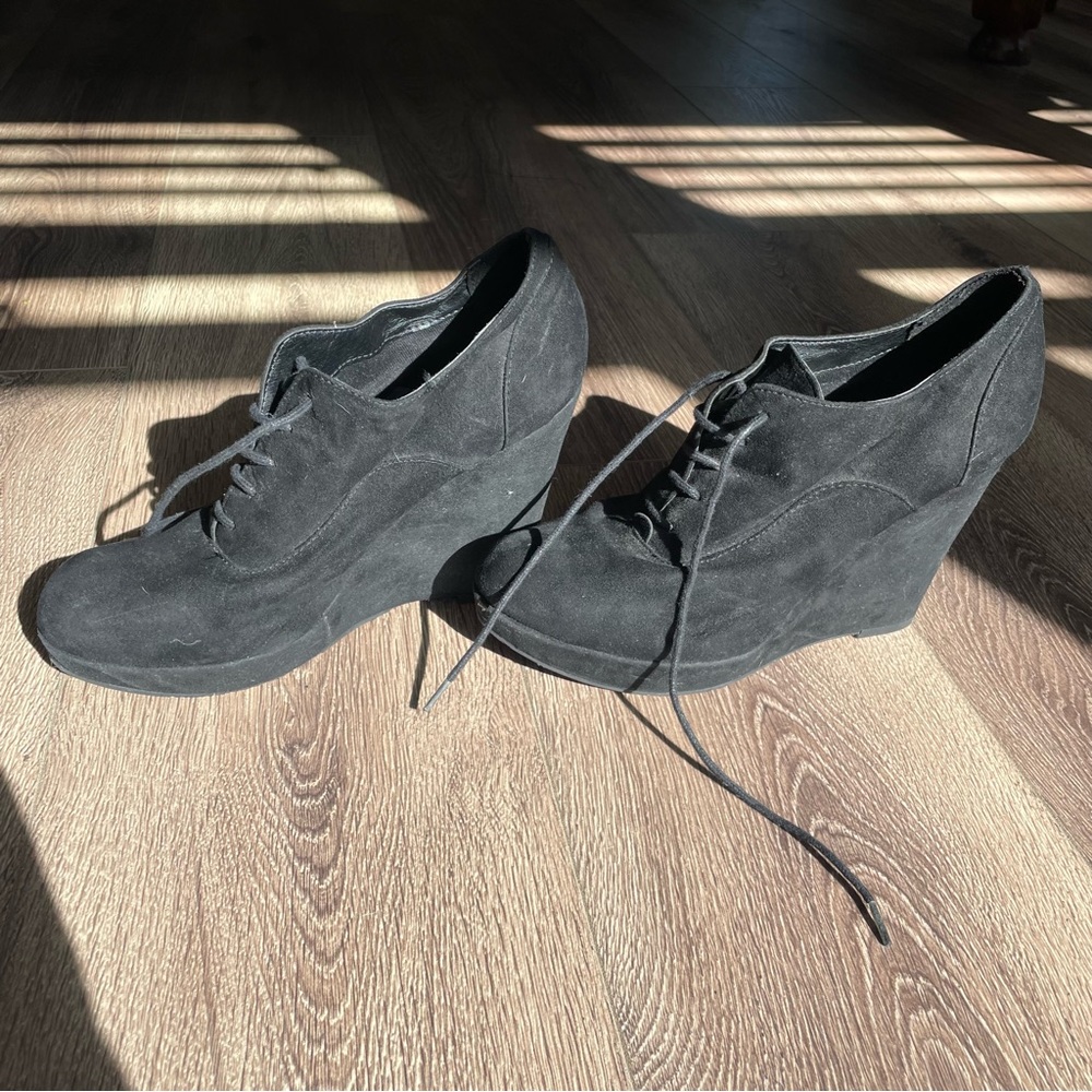 X-Appeal Platform Lace-up Booties 9 Black